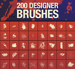 极品PS笔刷－200支高清水墨污渍艺术效果(含PNG文件)：200 Designer Brushes for Photos